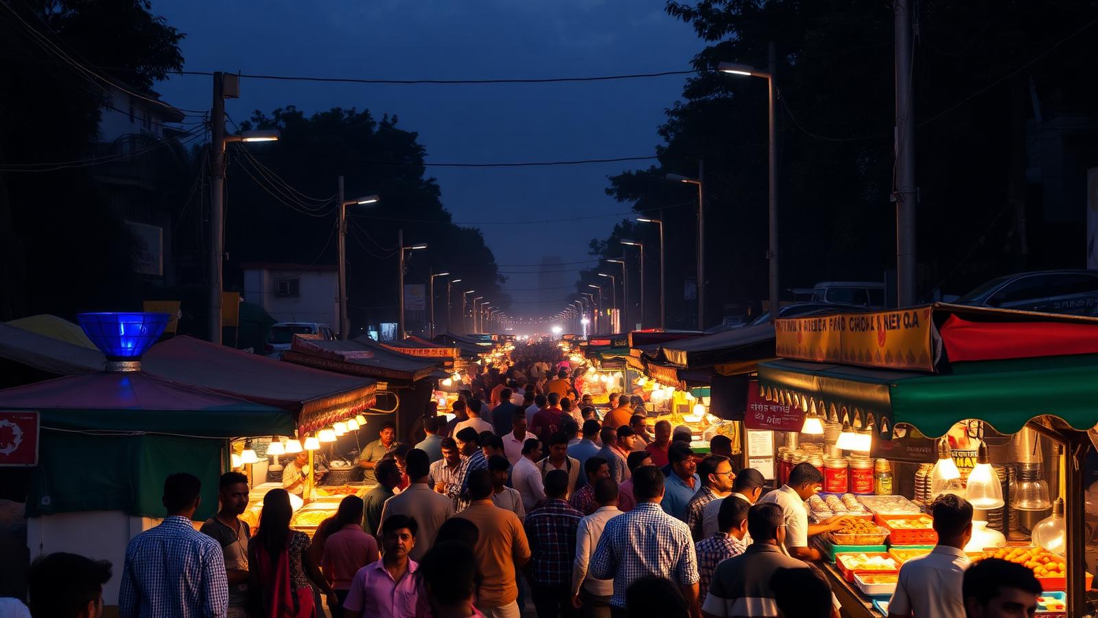 Vibrant Navi Mumbai night food market